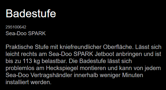 Sea-Doo Spark Aufsteigetritt Reboarding Step 295100642