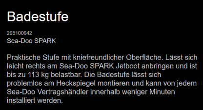 Sea-Doo Spark Aufsteigetritt Reboarding Step 295100642