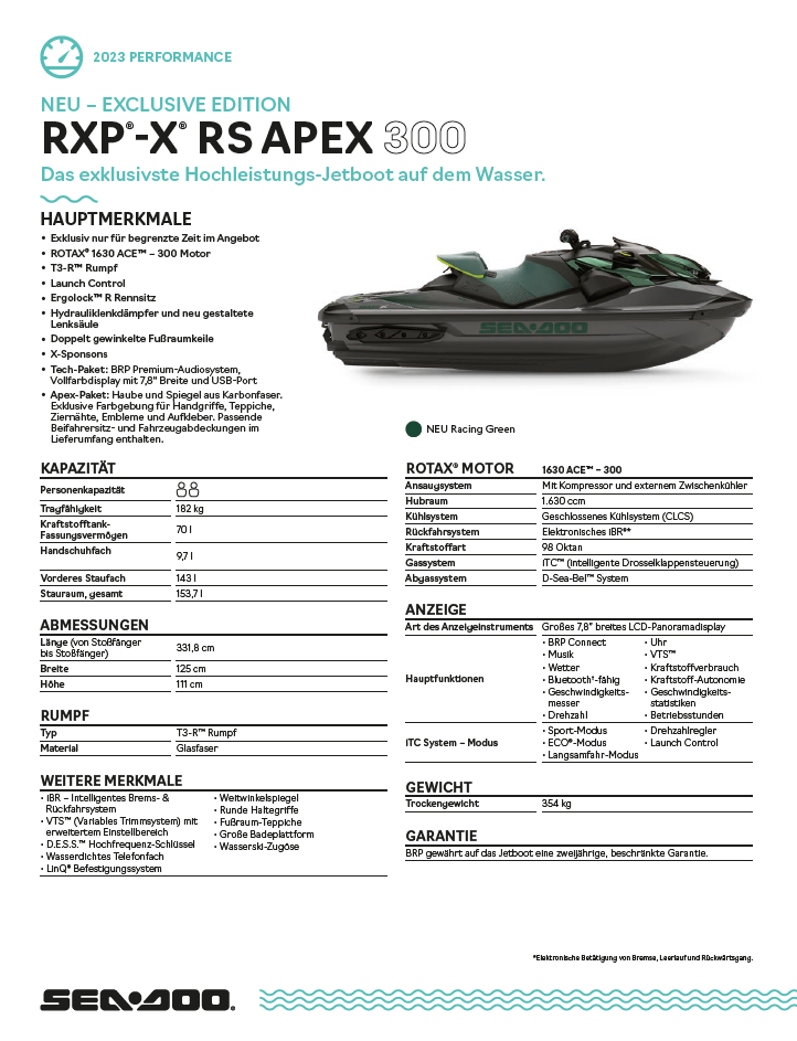Sea-Doo 300 PS RXP-X Carbon Apex Audio MY23 mit 4Bh