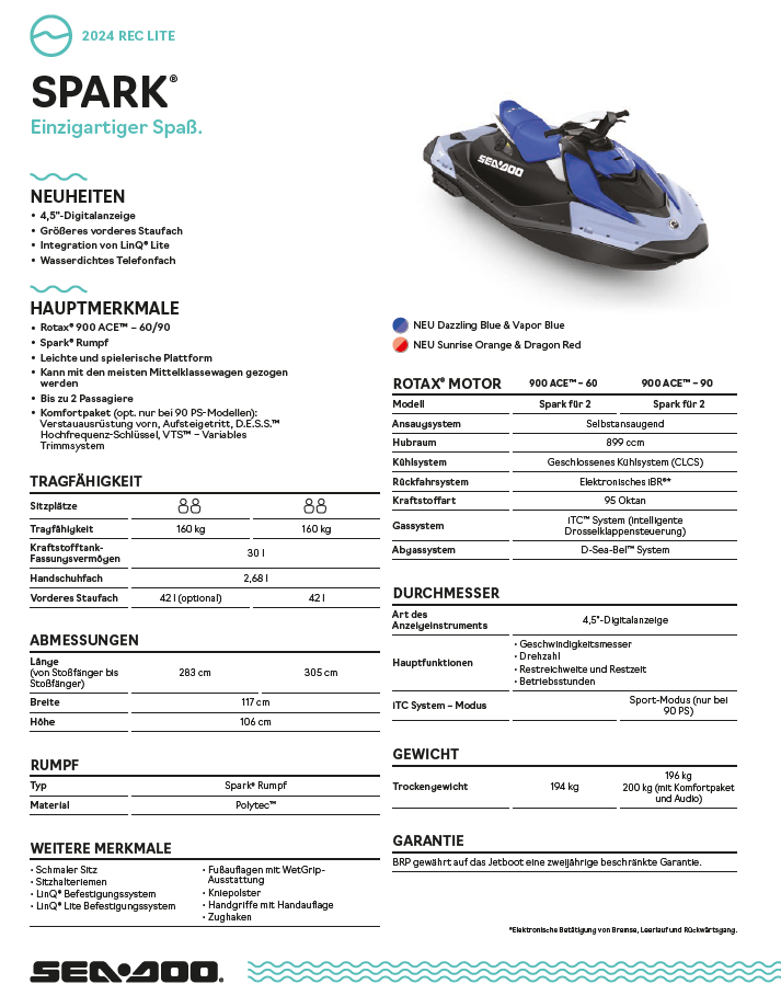 Jetski Sea-Doo Spark 2UP 60 MY24 *ORANGE SUNRISE&DRAGON RED*